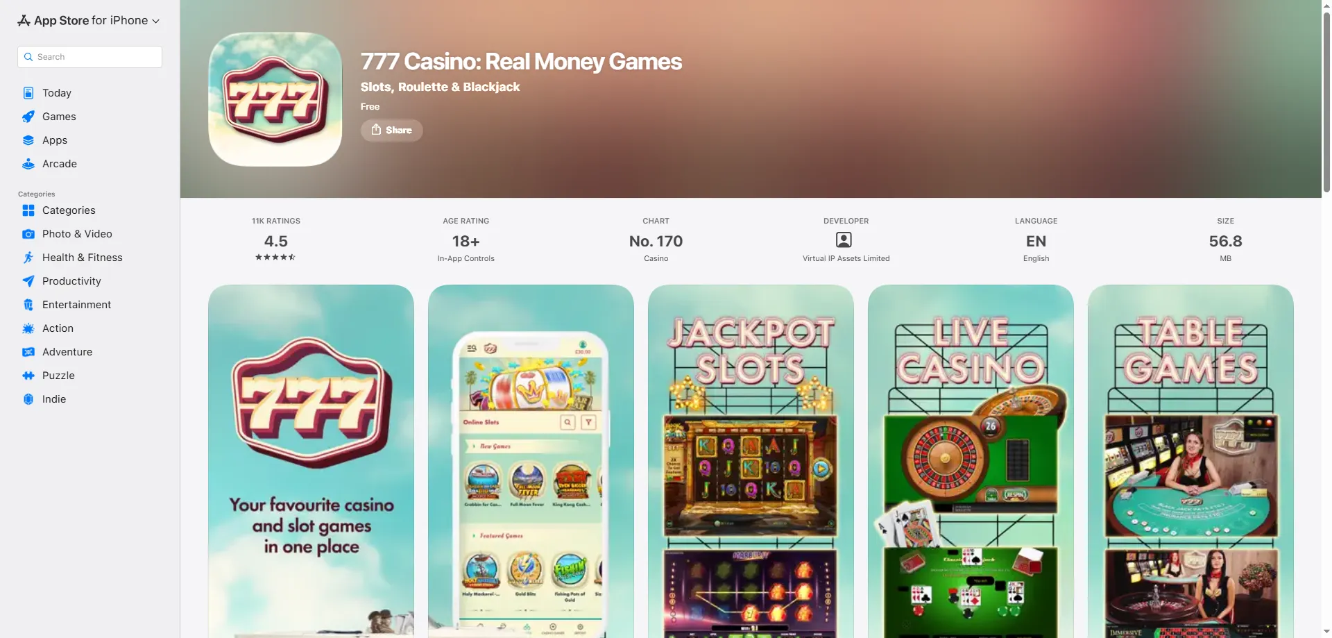 777 Casino online slots and game library overview