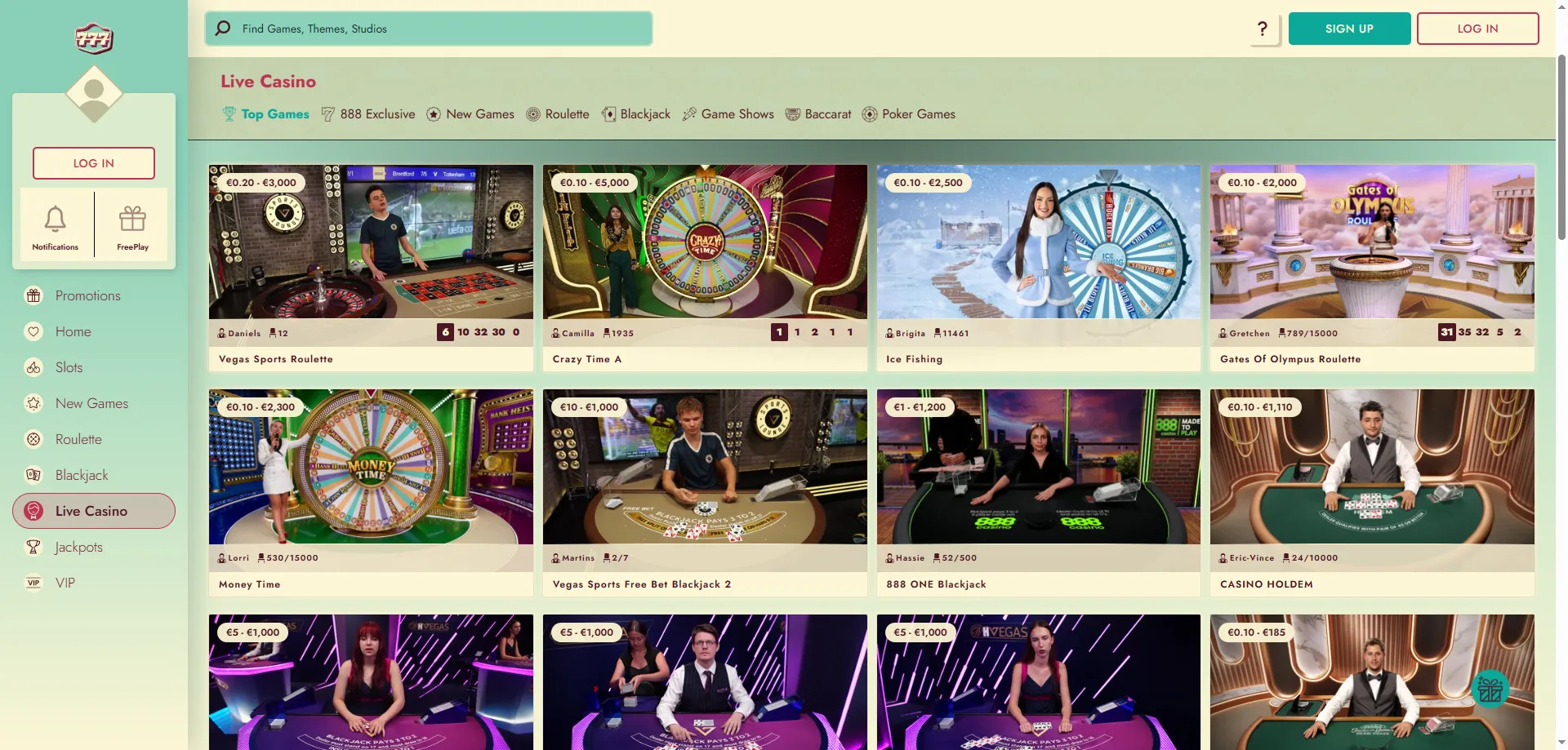 Popular slot and live casino games at 777 Casino real money